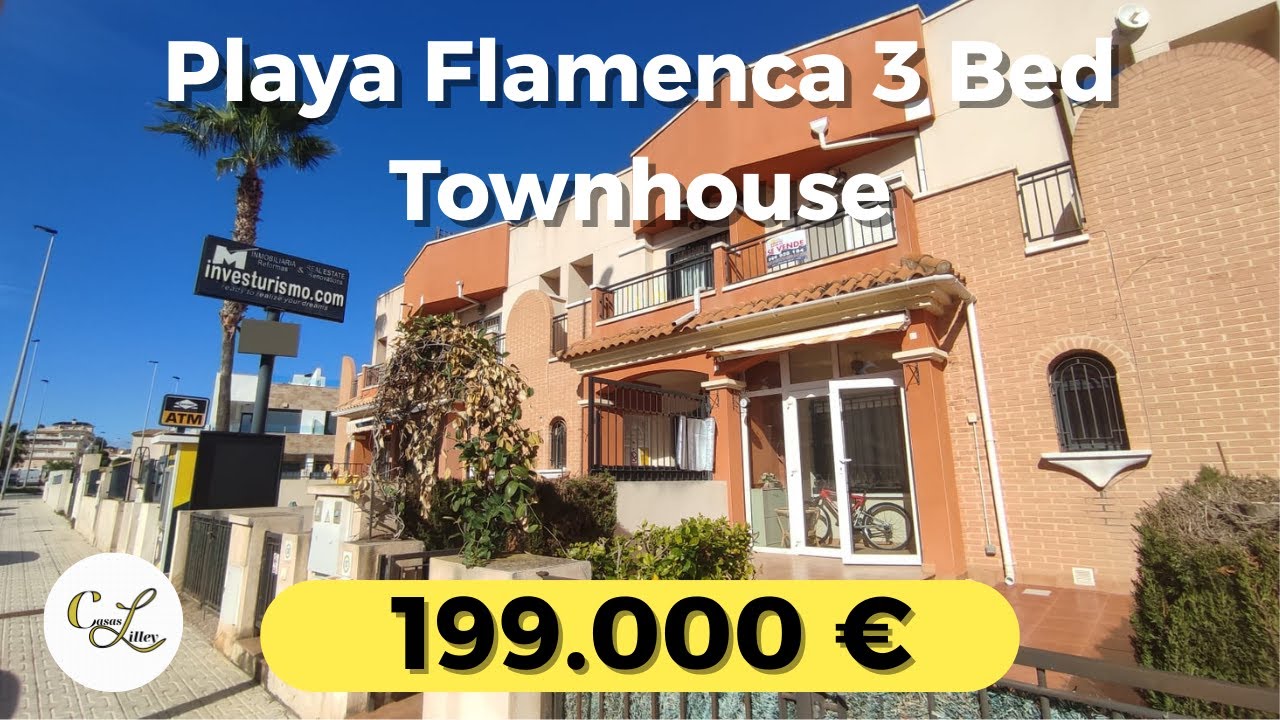 €199,000 Playa Flamenca South Facing 3-Bed Townhouse 😍 Heated Pool & Sunny Terrace!