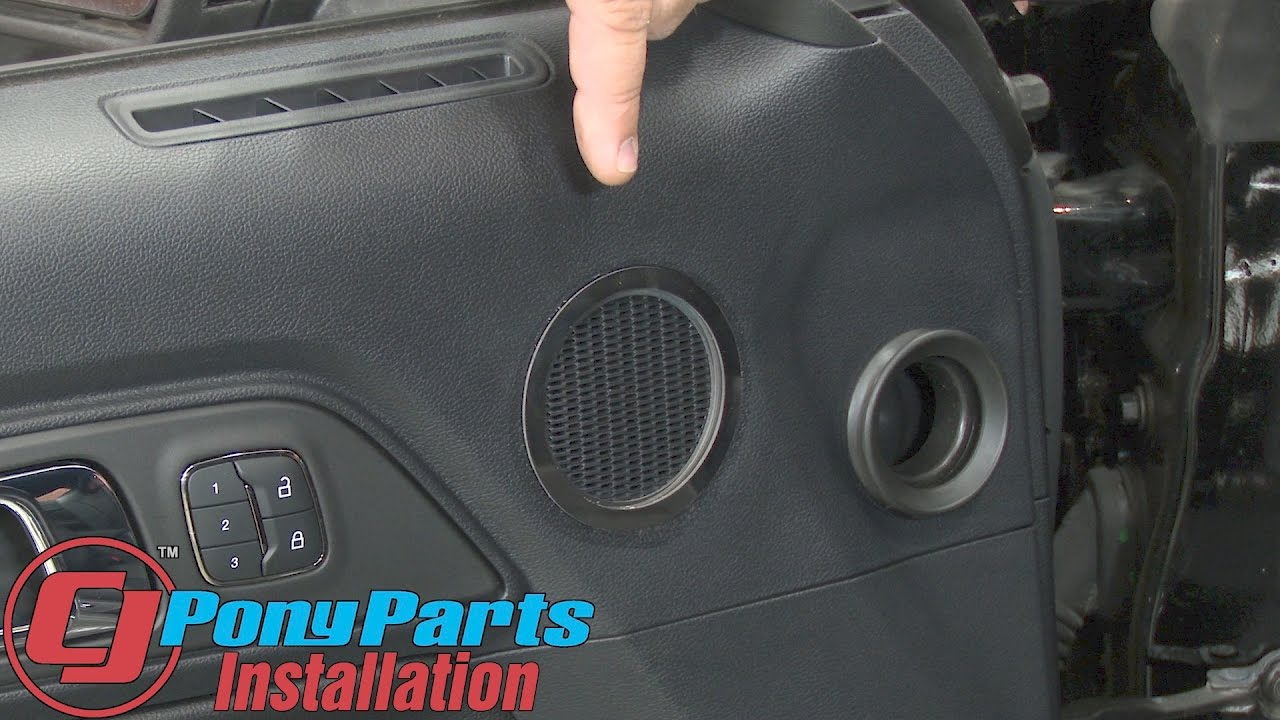 2015-2023 Mustang American Car Craft Upper Door Midrange Speaker Trim Polish SS Pair Installation