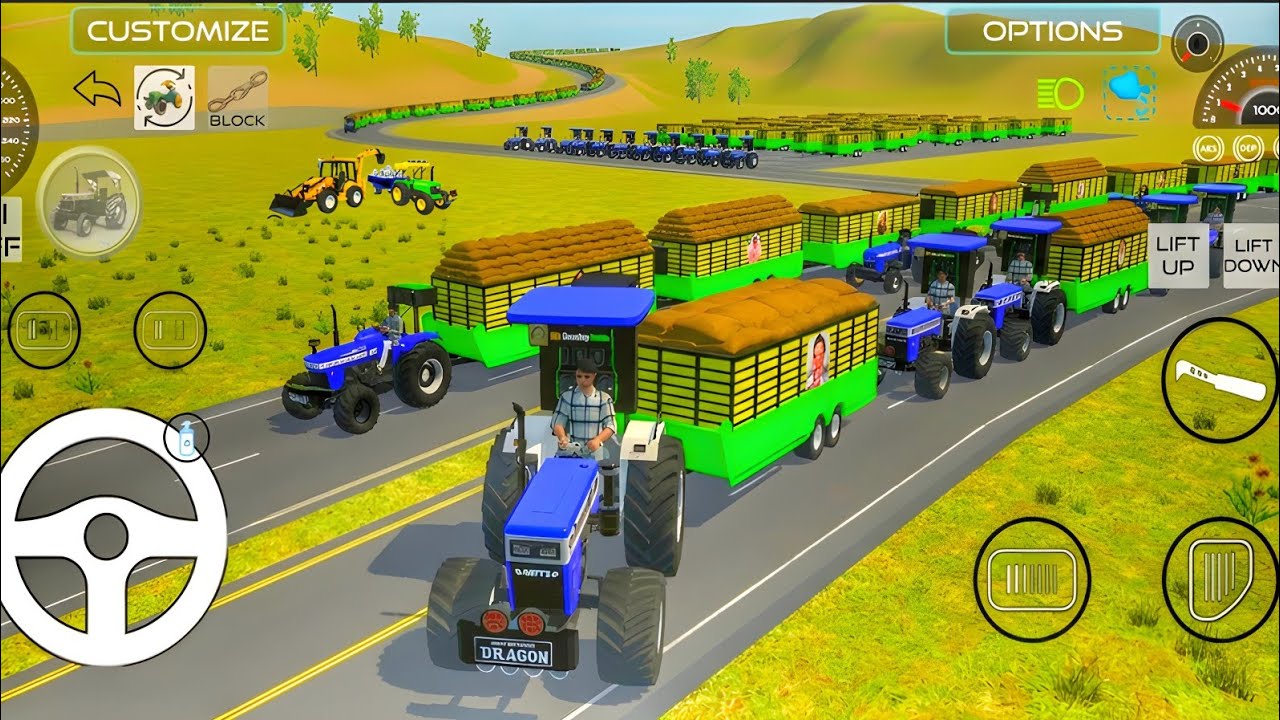 100 Tractor Ek Sath 😱 | Heavy Load Farming Simulator Gameplay |  Indian Farming Game