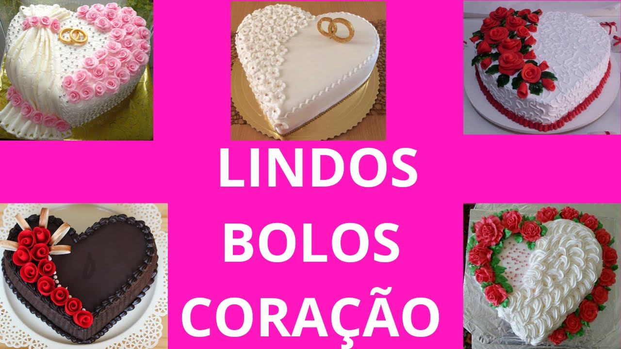 Bolos decorados de festa - Tema coração - bolos de coração