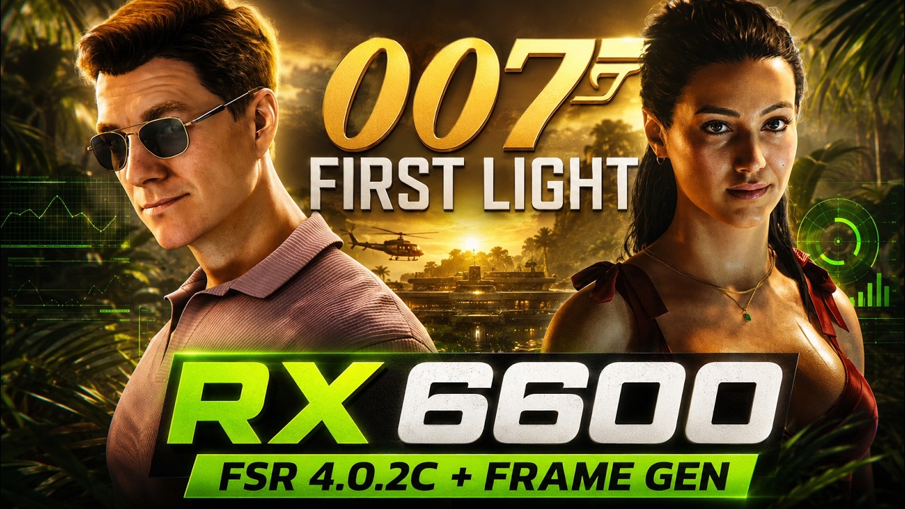 RX 6600 Rodando 007 First Light com FSR 4.0.2C e Frame Generation!