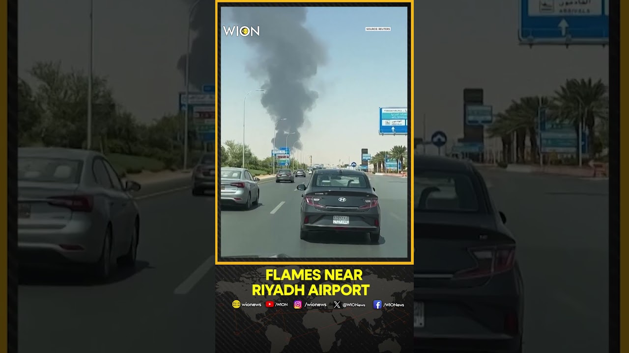 Flames and Large Plume of Black Smoke Seen Rising Near Riyadh Airport | WION Shorts