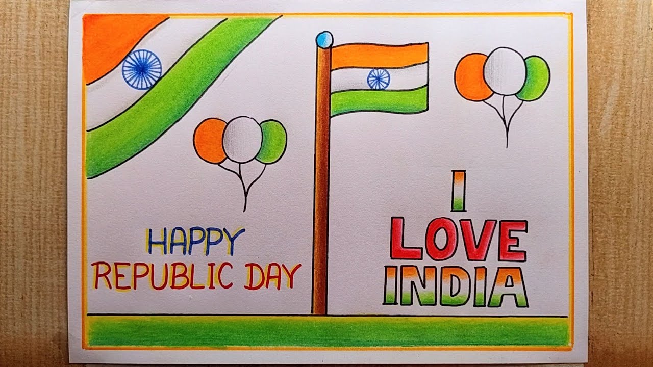 Republic day drawing easy| Republic day poster drawing| Happy Republic day drawing| I Love India