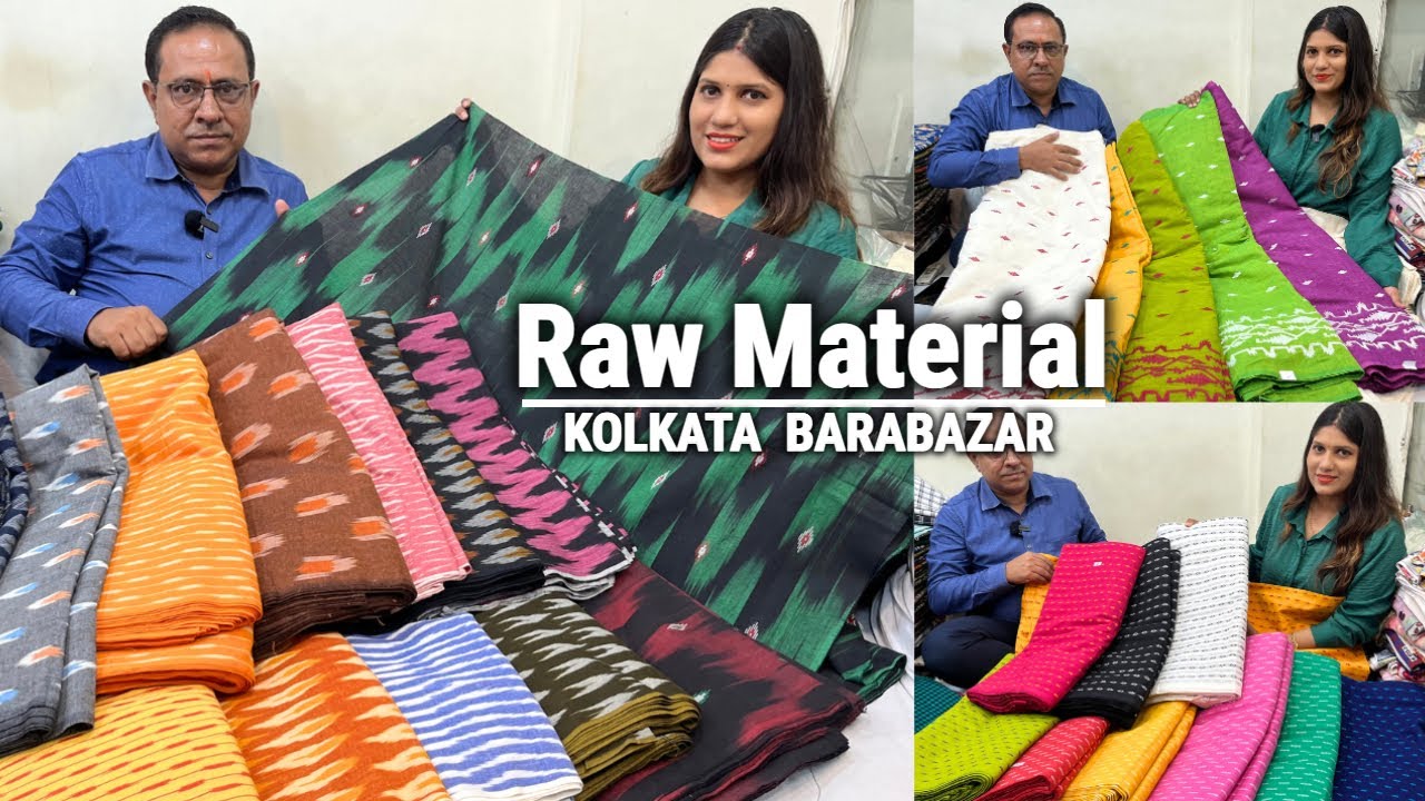 60-60 cambric cotton fabric/ Hakoba/ Handloom/ ikkat Fabric Wholesale Market in Kolkata Barabazar