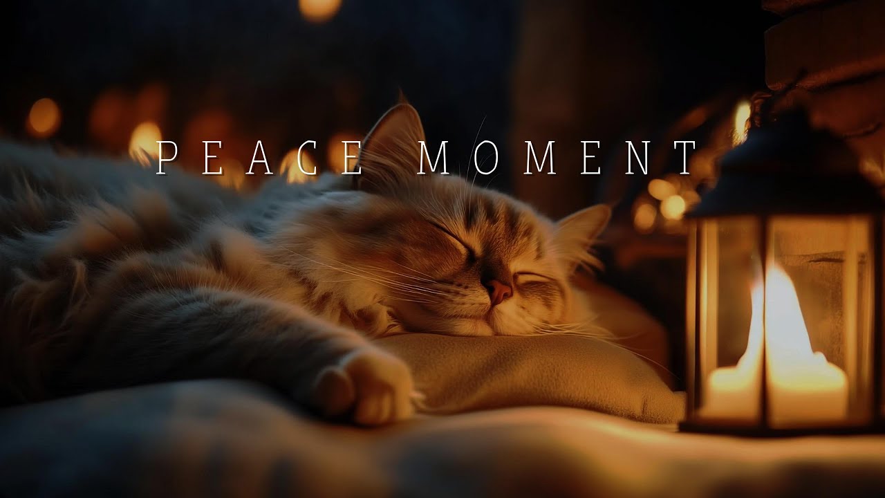 2 hours of Peaceful Night Piano for Anxiety Relief & Deep Cat Sleep | Warm Fireplace Ambience
