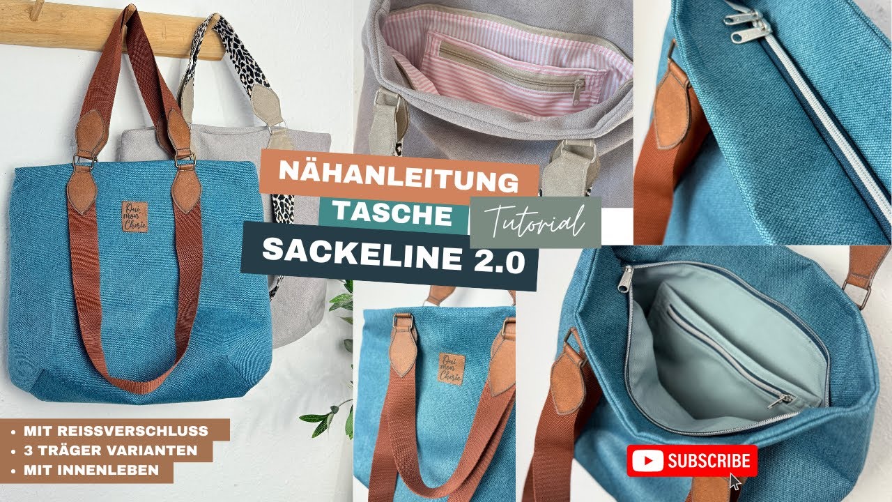 Tasche mit Reißverschluss nähen | Nähanleitung Tasche Sackeline