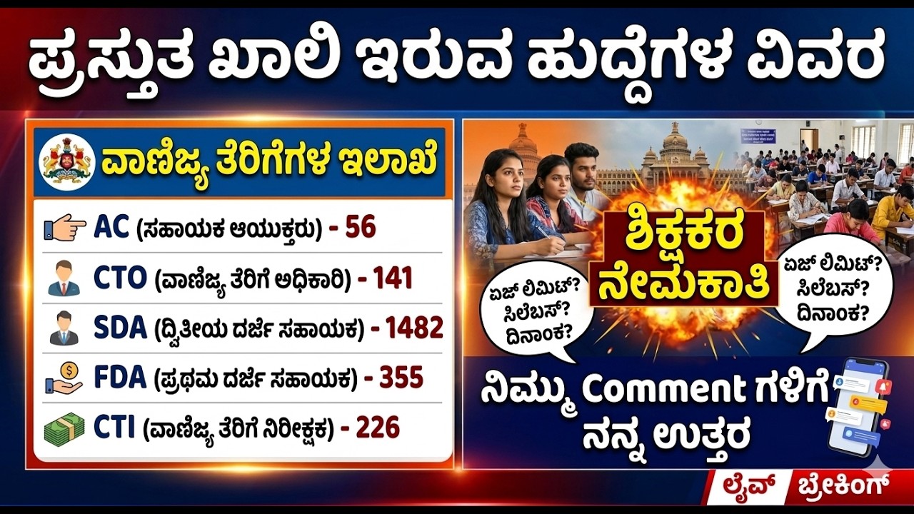 ವಾಣಿಜ್ಯ ತೆರಿಗೆಗಳ ಇಲಾಖೆ : SDA -1482, FDA -355 :ಟೀಚರ್ಸ್‌ ನೇಮಕಾತಿಗೆ ಸಂಬಂಧಿಸಿದ Comment ಗಳಿಗೆ ನನ್ನ ಉತ್ತರ.
