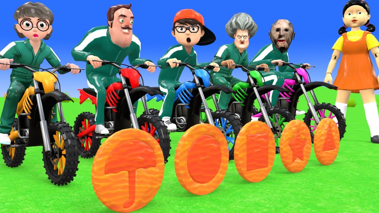 Scary Teacher 3D vs Squid Game Wooden Wheel vs Domino Dalgona Level Max Challenge Who's Boss