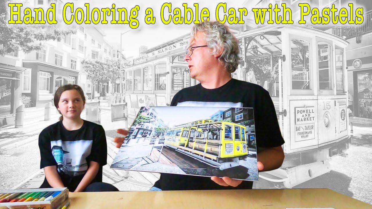 Hand Coloring Black and White Photo with Pastels | Cable Car Turnaround