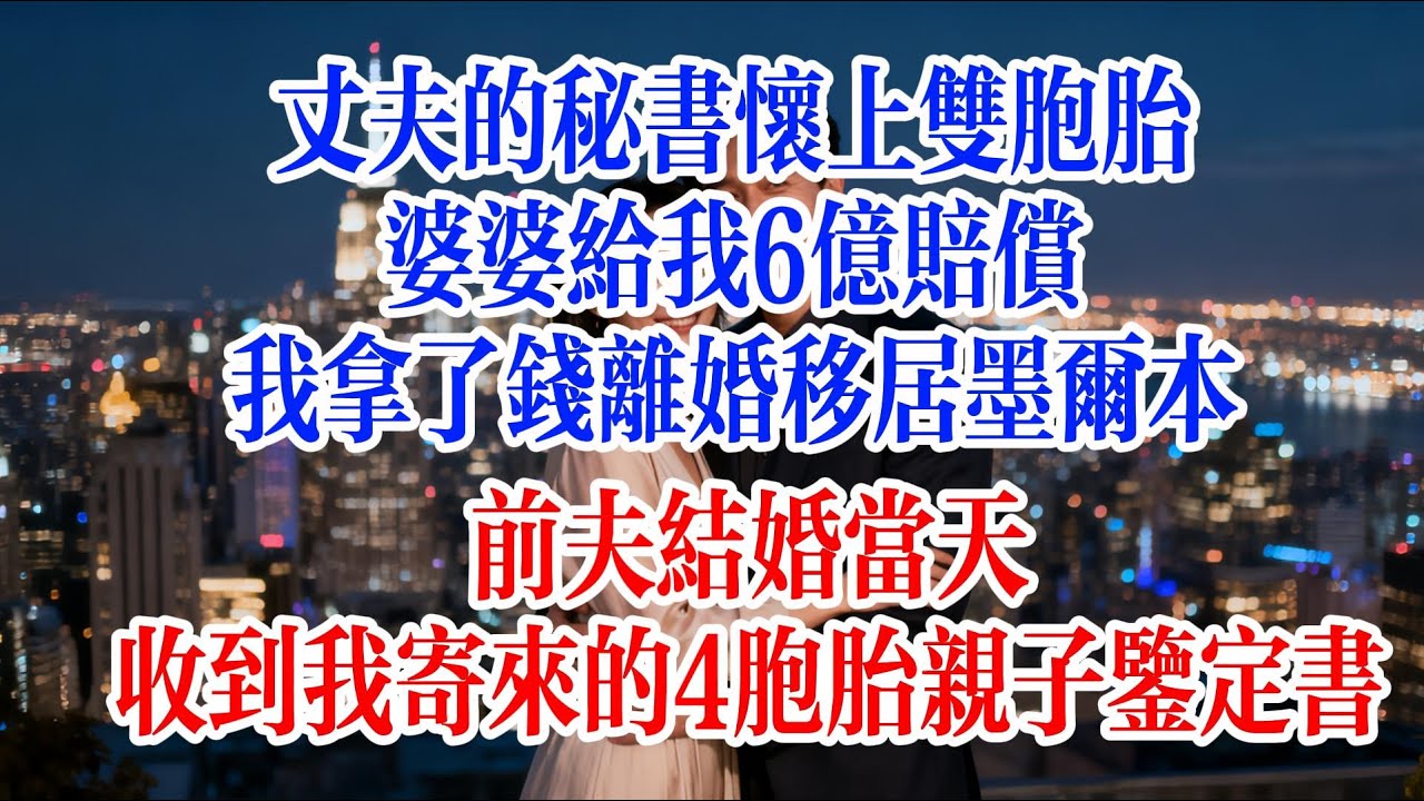 丈夫的祕書懷上雙胞胎，婆婆給我6億賠償，我拿了錢離婚移居墨爾本，前夫結婚當天，收到我寄來的4胞胎親子鑑定書#故事頻道 #爱情故事 #婚姻 #小说
