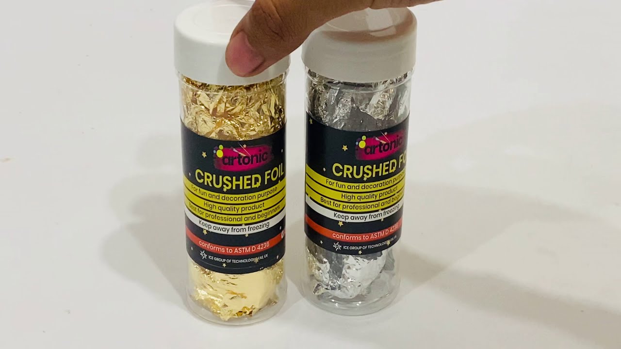 Foil Flakes in Resin for Crafts Crushed Foil Silver and Golden 2 Grams