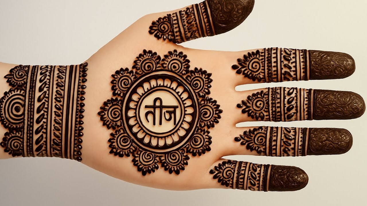 Beautiful Stylish Front Hand Mehendi Design for Teej Celebration 🌙✨