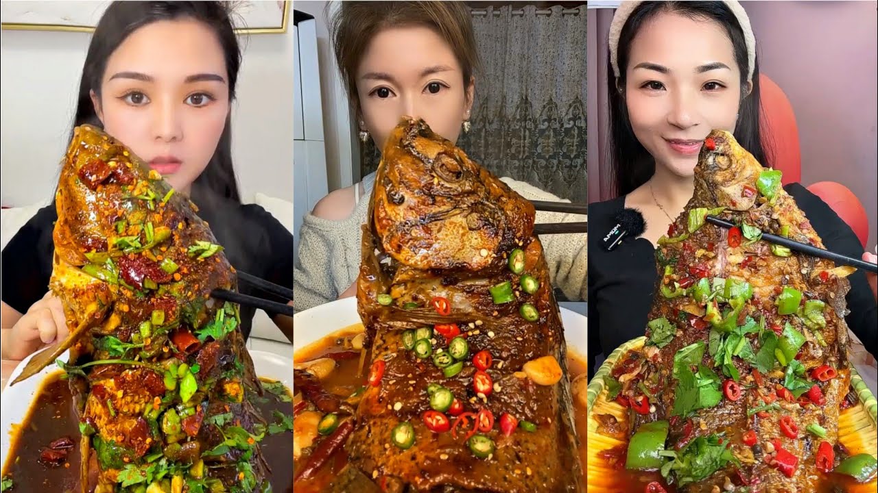 Eating Spicy Whole Fish🐟 ( eating chewy sounds ) Soslu Tam Tavuk Yeme ASMR