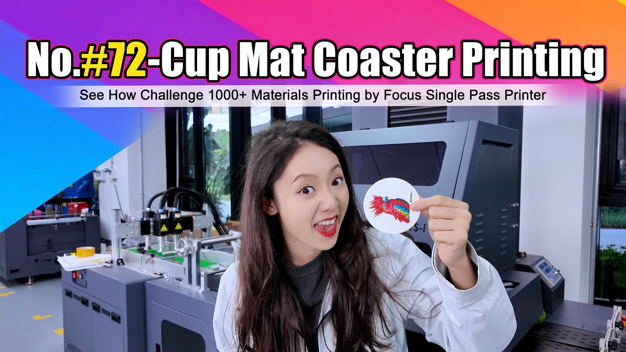 Cup mat coaster printing machine with UV curing system KCMY full color single pass printer #coaster
