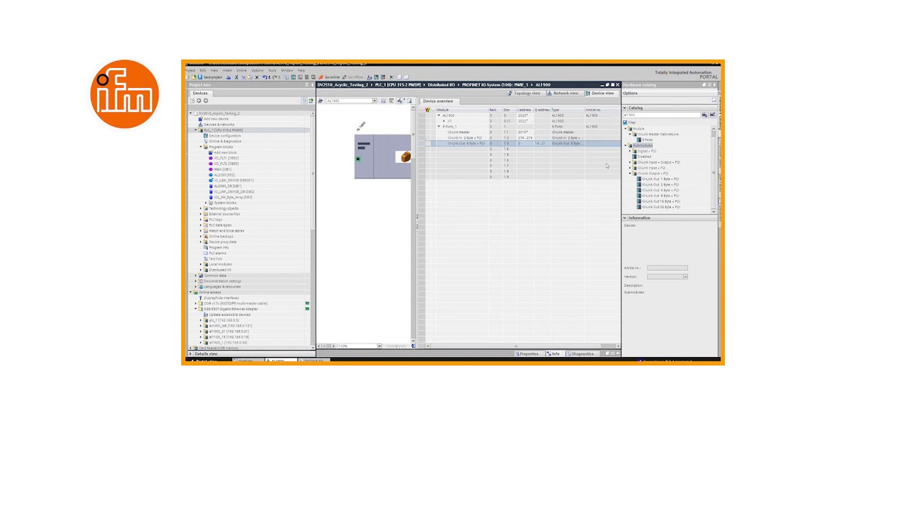 Integrating ifm IO link master AL1100, AL1303, AL1302, and AL1900 to Siemens PLC via TIA Portal