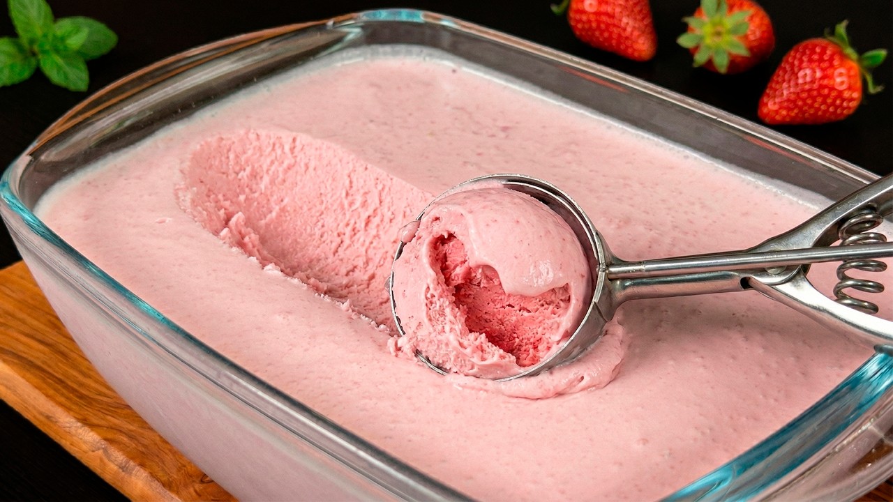 Delicious Homemade Strawberry Ice Cream | Just 3 Ingredients!