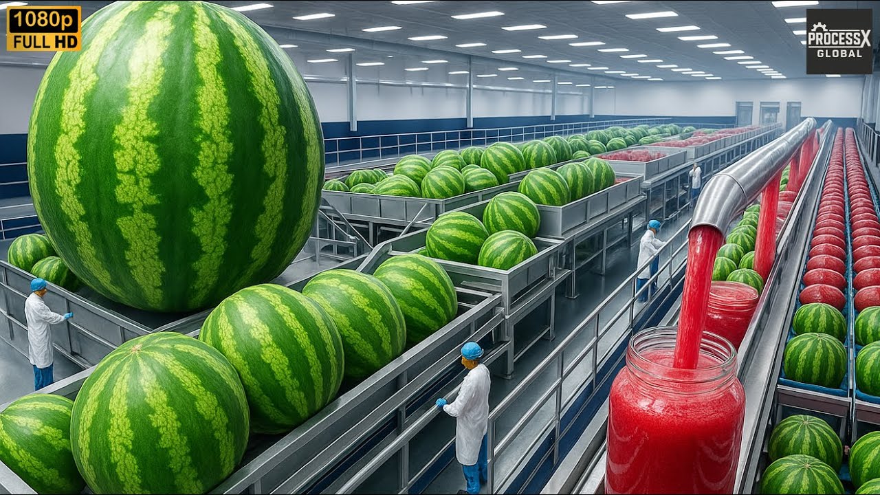 Inside a Watermelon Processing Line: From Fresh Harvest to Candy, Drinks& Dried Snack (Full Process)