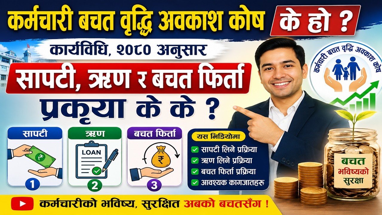 कर्मचारी बचत वृद्दि अवकाश कोष के हो ?  कार्यविधि, २०८० अनुसार सापटी,ऋण र बचत फिर्ता प्रकृया के के