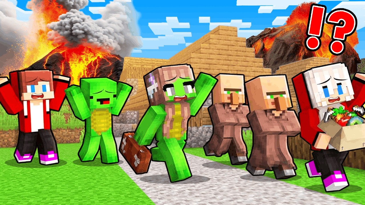 How JJ and Mikey Survive VOLCANO ERUPTION in Minecraft ? - Maizen