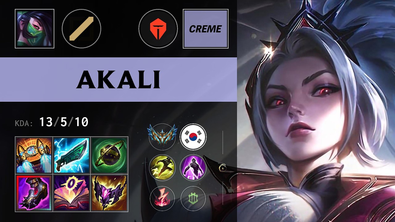 (TES Creme) Akali Mid vs Irelia - KR Challenger Patch 26.13