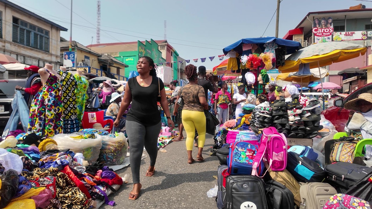 BIGGEST AFRICAN CITY STREET MARKET GHANA ACCRA MAKOLSA