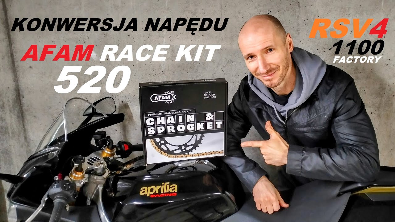 Aprilia RSV4 1100 E5  konwersja napędu seria VS AFAM 520 ALU RACE KIT + ważenie