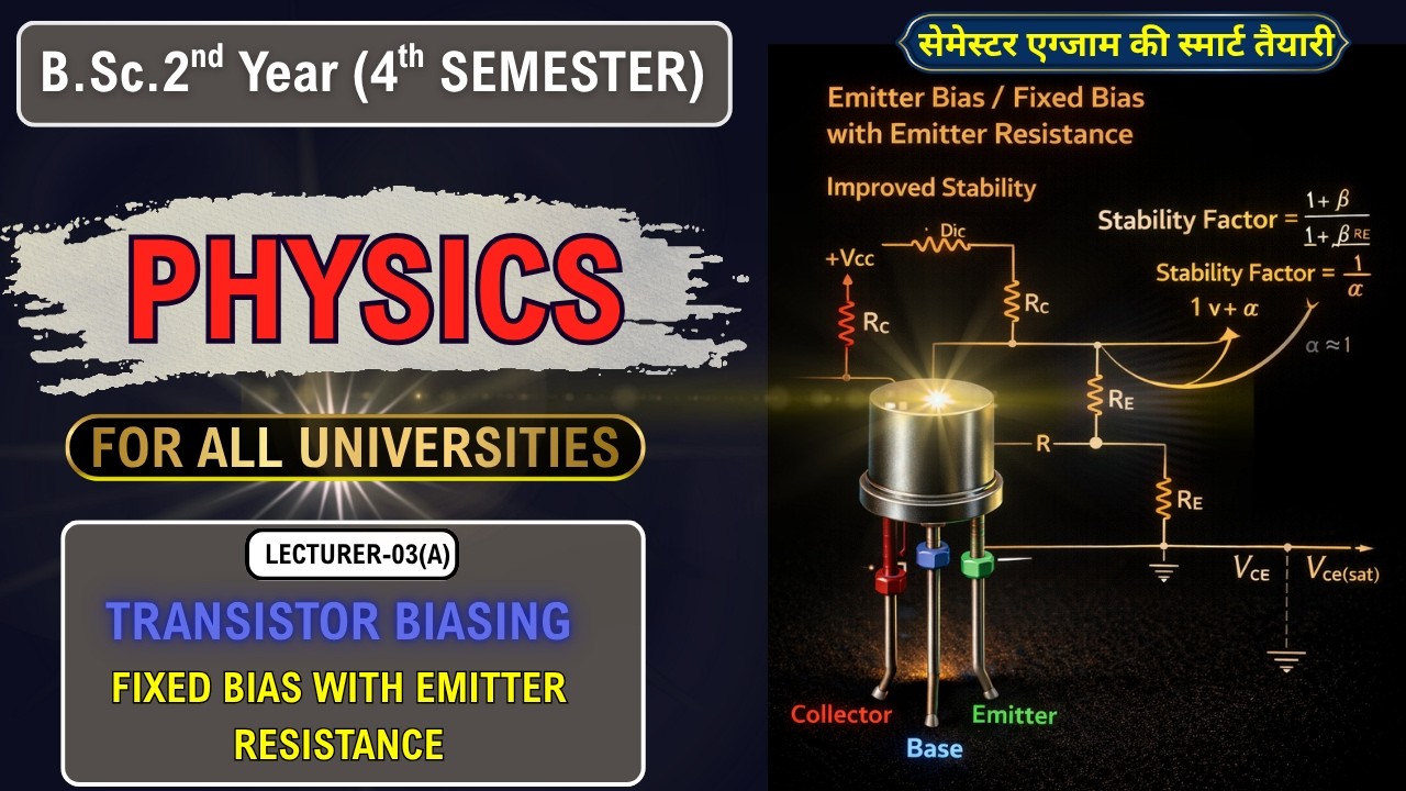 Fixed Bias with Emitter Resistance Explained 📘⚡#bscphysics #sciencevedas#electronic#4thsemesterexam