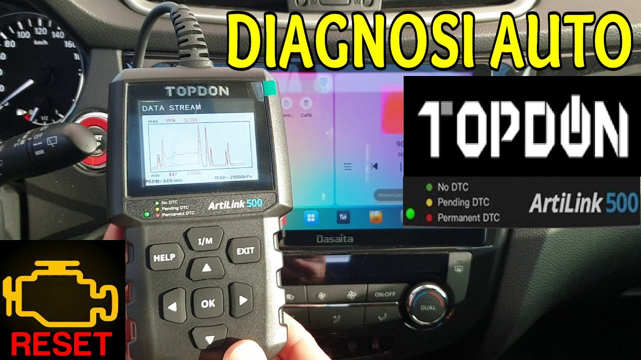Spia Avaria Motore Controllo Con Diagnosi TOPDON ArtiLink 500 OBD2 Scanner Per Tutte Le Auto