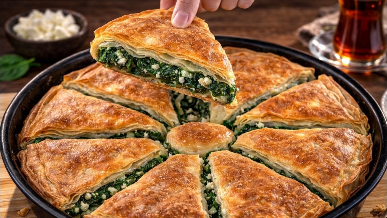 Delicious and Crispy Spinach and Cheese Albanian Borek Recipe 🔥🥬🧀