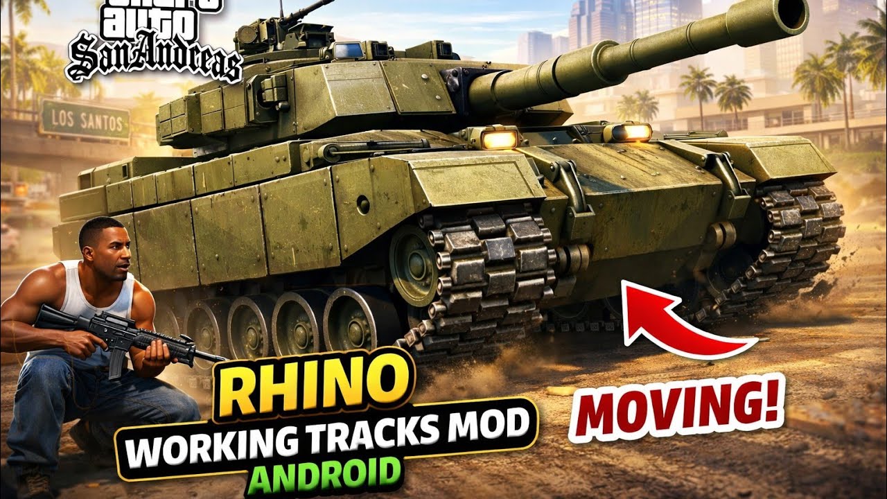 GTA SA ANDROID | Rahino Tank with Working Tracks 🔥 | CLEO Mod (Old CLEO Only) | No AML(link update)