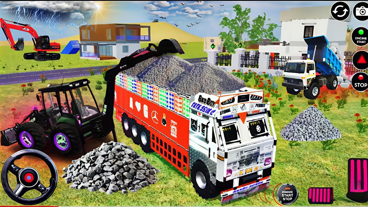 🔴Drive JCB🕹️ and Uploading Stone 🪨🚜 From Dumper Truck in Game #truck​ #jcb​ #tractor​ #games​