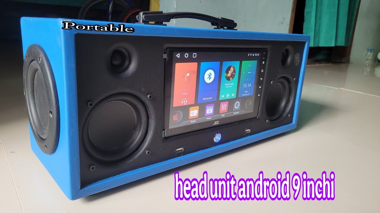 Head unit mobil di jadikan portable || using a 9 inch android #diy #speakerportable