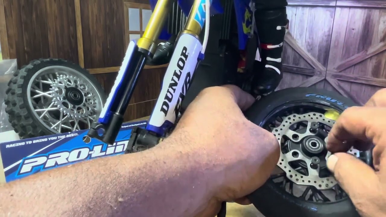 Losi Pro Moto MX Proline SuperMoto front tire install.