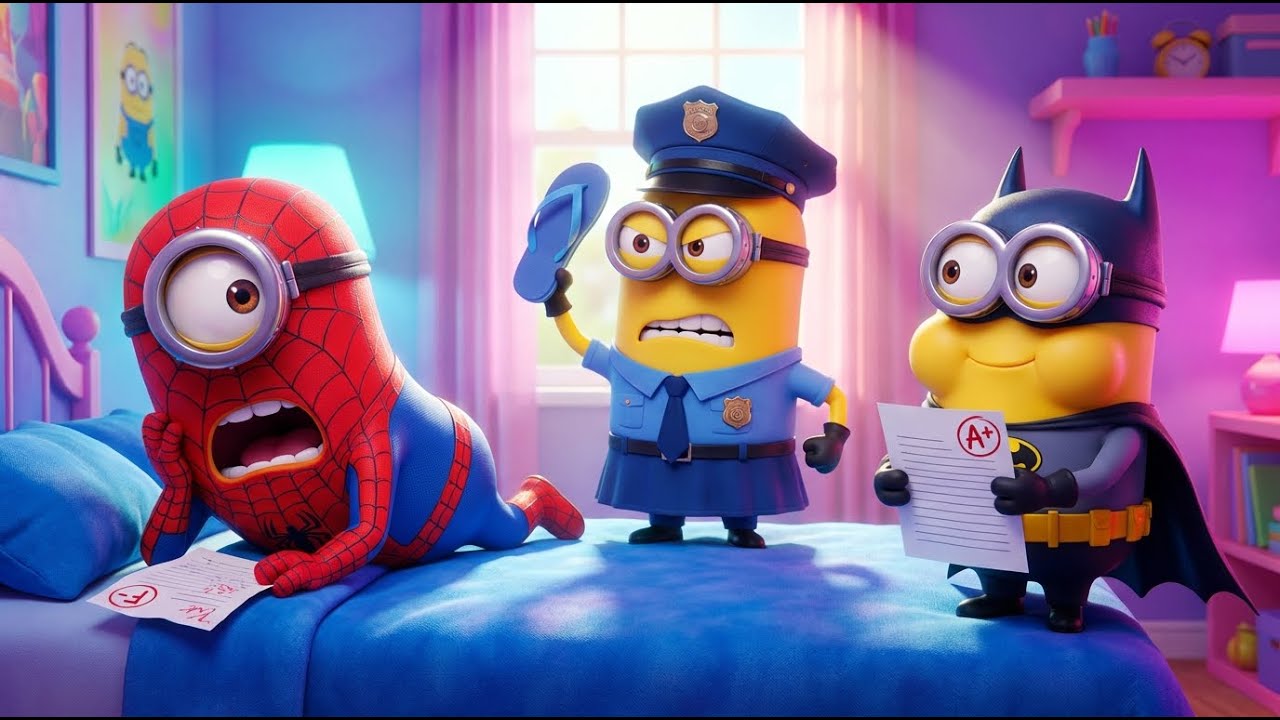 Minions Hero School! 🏫 SPIDER Minion Gets F- vs BAT Minion A+ | Funny Minions Animation