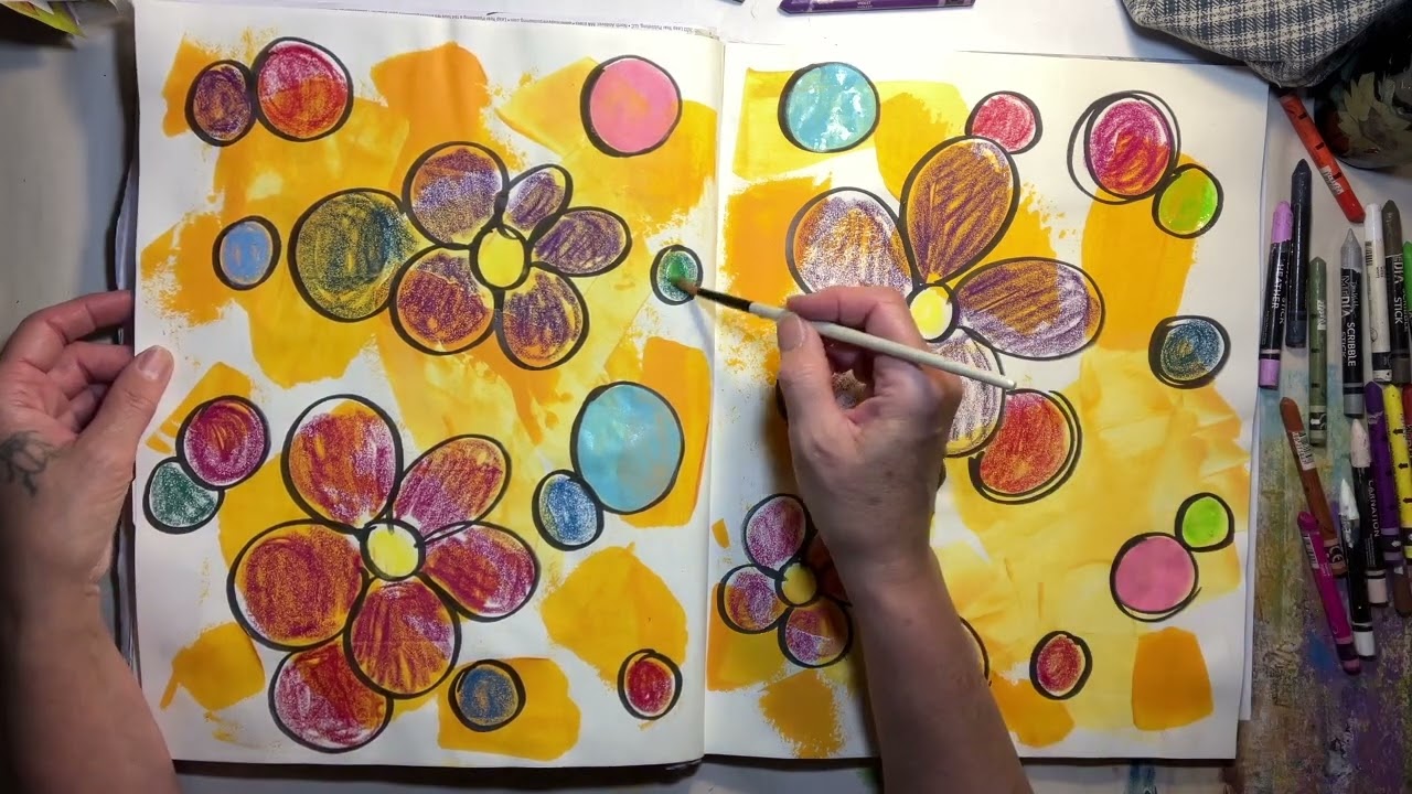 Dans mon Art-Journal aujourd’hui : Un peu de couleurs aux Neocolor2