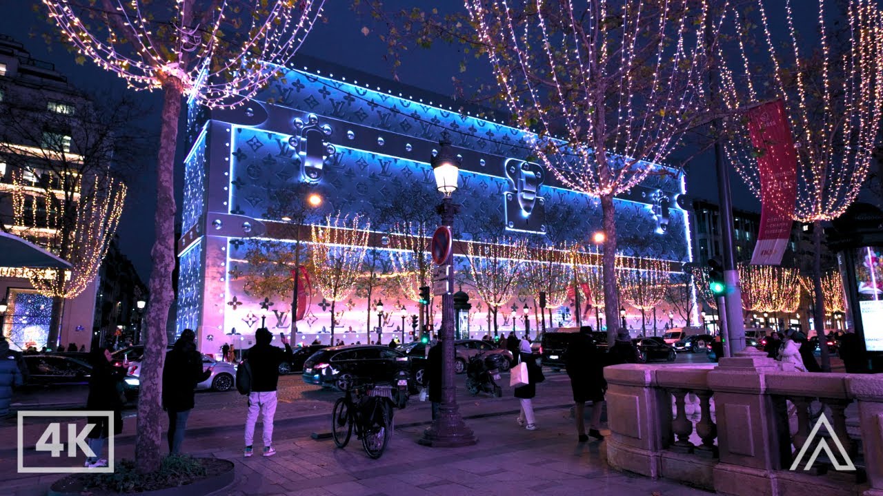 Parisian Winter Night: Champs-Élysées' Festive Lights & Designer Outlets 🌃❄️ | December 2023 | 4K