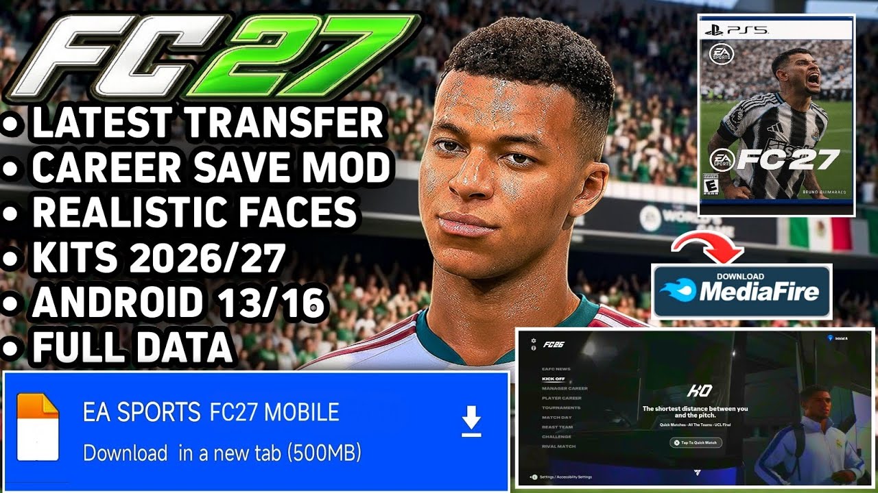 YES! FULL FIFA 16 MOD FC27 EA SPORTS FC27 MOD FIFA 16 MOBILE ANDROID OFFLINE REALISTIC GRAPHICS PS5
