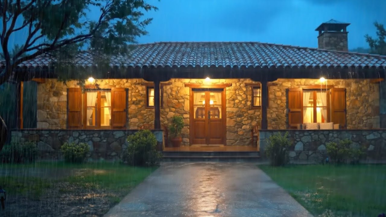 Relaxing Night Rain Falling in a Peaceful Cabin | Real Nature Rain Sounds for Sleep & Quiet Moments