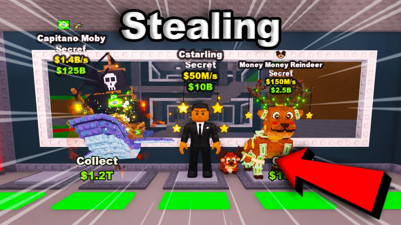 Ворую на публичных серверах в Steal A Brainrot (Roblox)