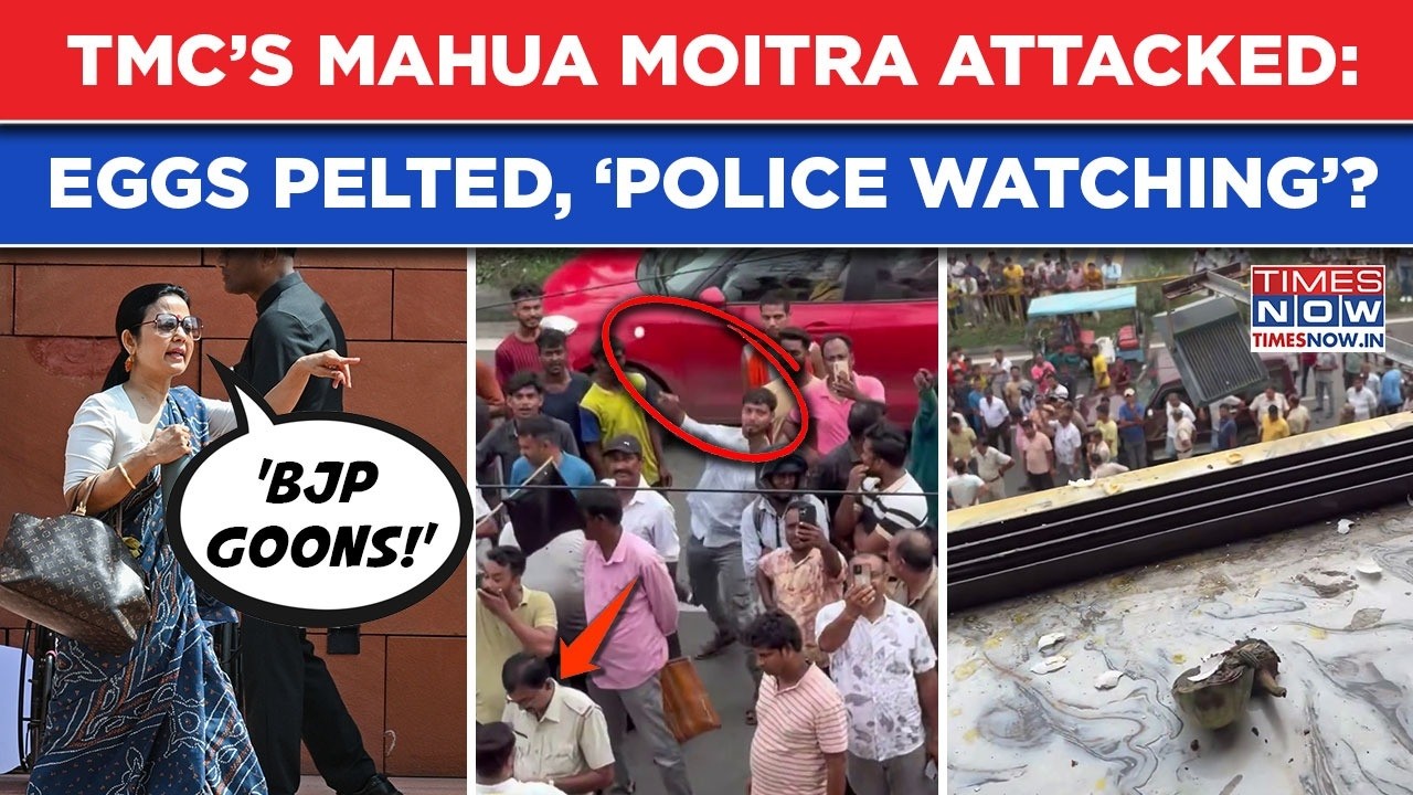 TMC&rsquo;s Mahua Moitra 'Attack' Video: Police Stand & Watch? MP Shows This, Alleges &lsquo;BJP Goons&rsquo;| Watch