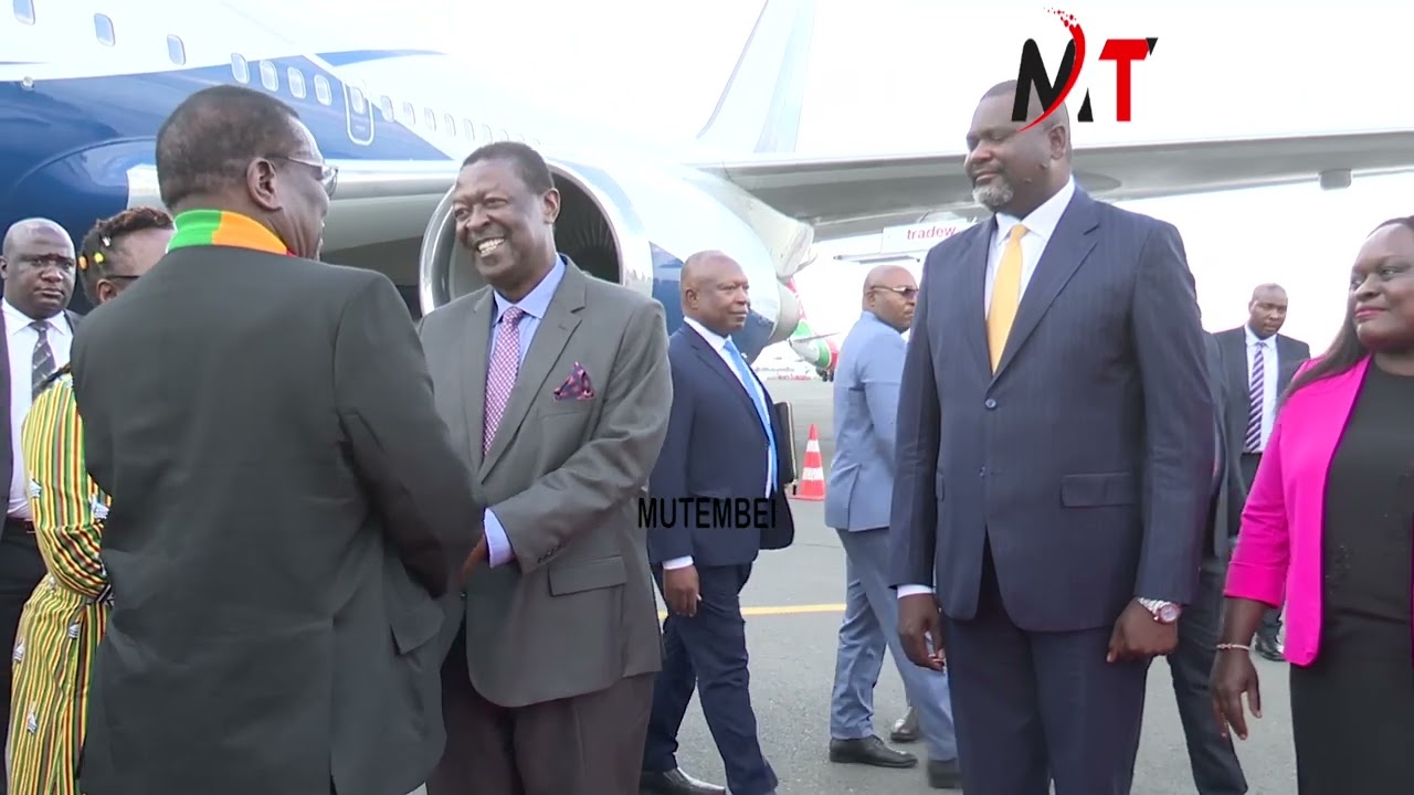 Zimbabwe President Mnangawa Arrives in Kenya Received by PCS Mudavadi and CS Ruku!