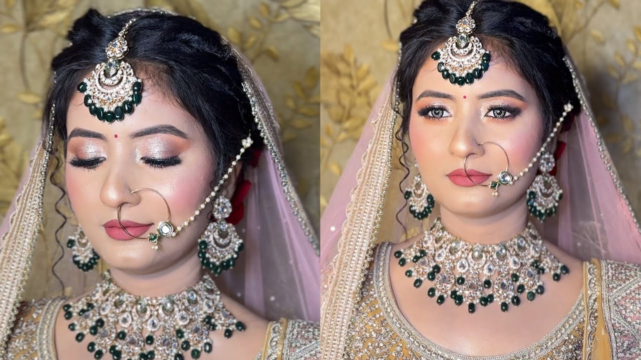 Airbrush Bridal Makeup Step By Step In Very Easy Way | Glowy H.D Bridal Makeup Tutorial |