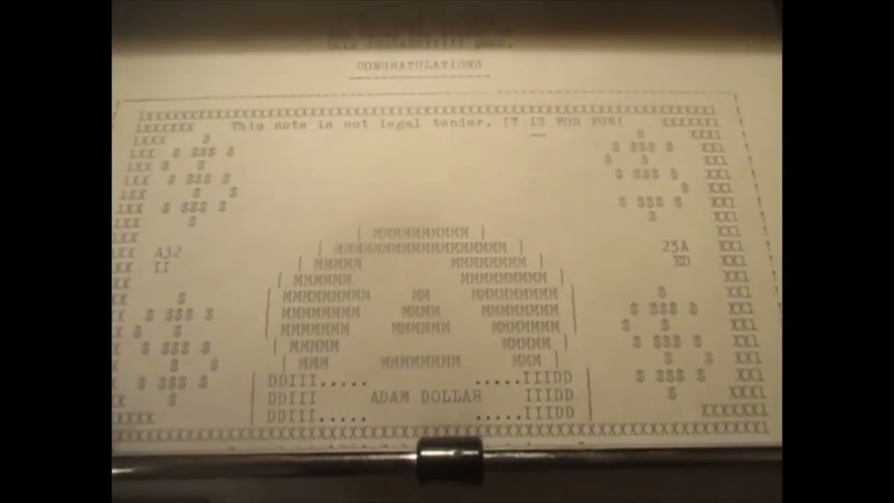 The ADAM Dollar -Jeopardy! game print out - Coleco ADAM