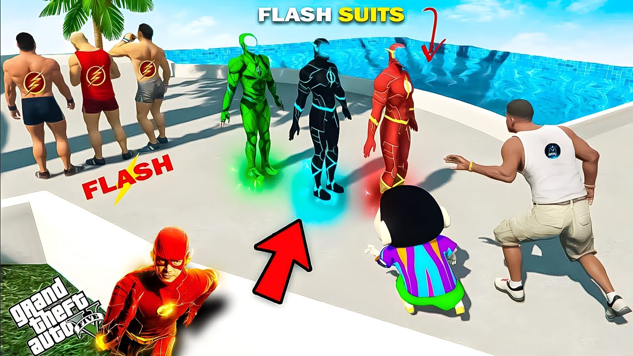 GTA 5 : Franklin Shinchan & Chop Stealing All Flash Suits GTA 5 !