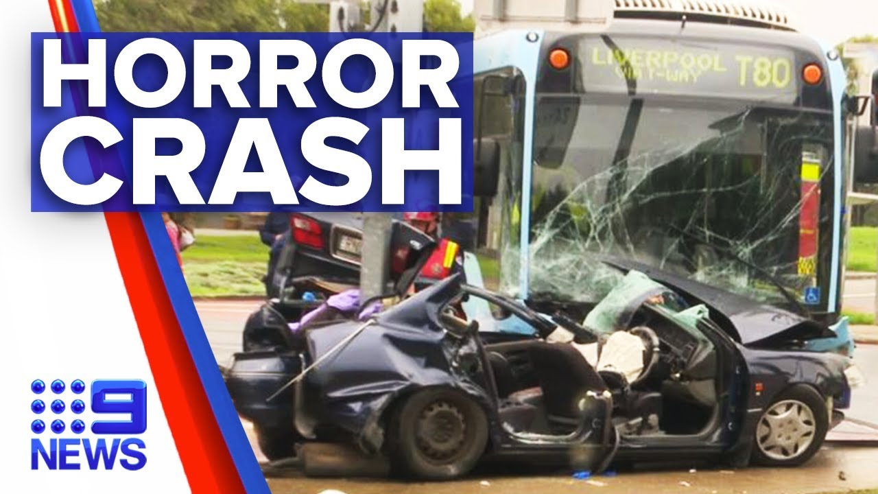 Bus and vehicle collision leaves two injured | Nine News Australia