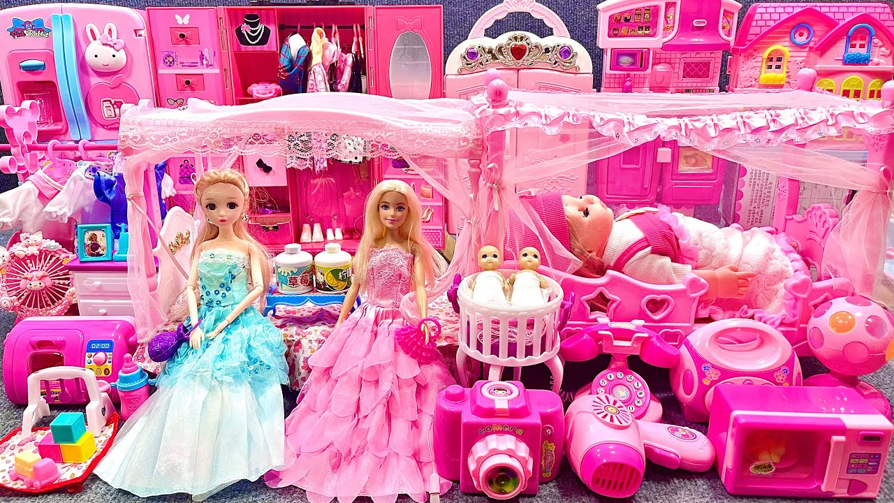 19 Minutes Satisfying with Unboxing Barbie Princess Cozy Bedroom Dress Up Playset ASMR | Review Toys