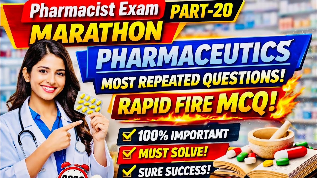 Pharmacist Exam Marathon Part-20 | Pharmaceutics Most Repeated MCQs | Rapid Fire for Sure Selection 