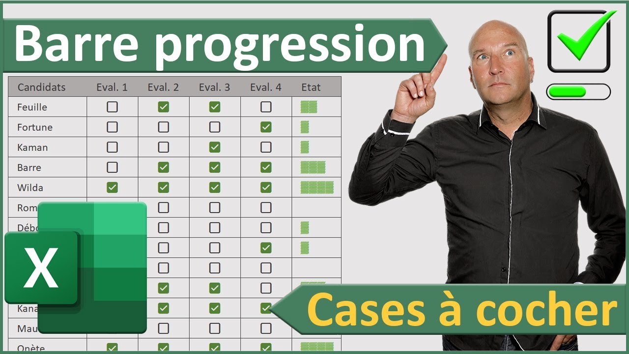 Barres de progression avec des cases à cocher Excel