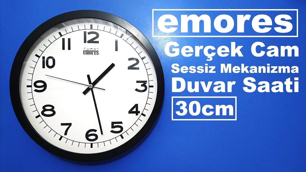 Emores 30 cm Ger&ccedil;ek Cam Sessiz Mekanizma Duvar Saati İnceleme