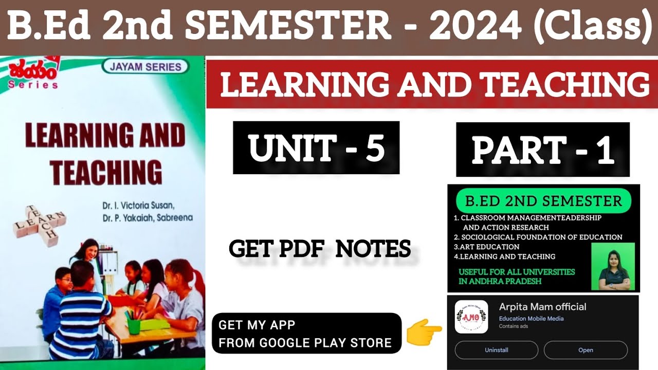 unit-5 learning Teaching B.Ed second semester by Arpita mam. ANU, Andhra, Yogi vemnna, rayalseema
